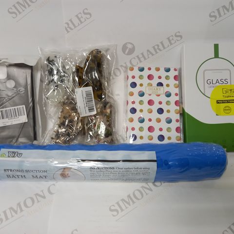 LOT OF APPROXIMATELY 20 ASSORTED HOUSEHOLD ITEMS, TO INCLUDE BATH MAT, HAIR CLIPS, DIARY, ETC