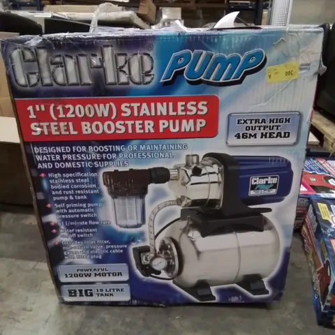 BOXED CLARKE PUMP 1" (1200W) STAINLESS STEEL BOOSTER PUMP