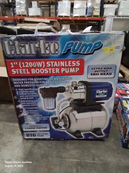 BOXED CLARKE PUMP 1" (1200W) STAINLESS STEEL BOOSTER PUMP