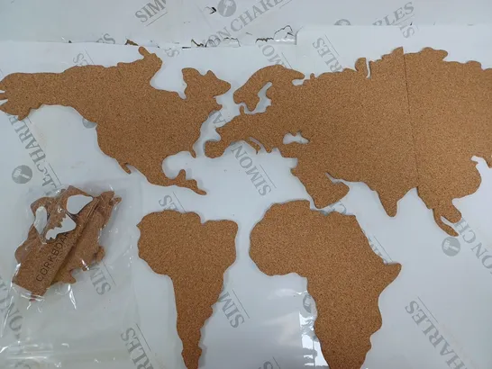 BOXED LUCKIES SELF-ADHESIVE CORKBOARD WORLD MAP WITH PUSH PINS