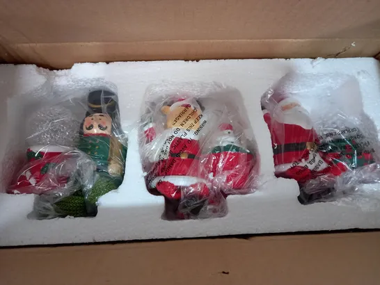 SANTAS EXPRESS SET OF PRE-LIT DANGLY LEG CHARACTERS