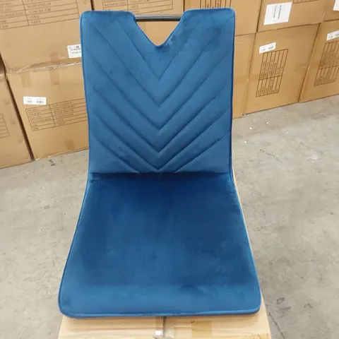 BOX CONTAINING SET OF 2 BLUE VELVET DINING CHAIR