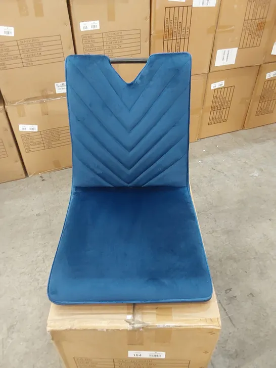 BOX CONTAINING SET OF 2 BLUE VELVET DINING CHAIR