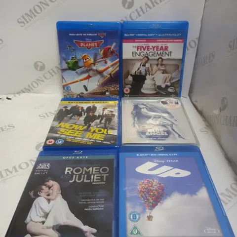 APPROXIMATELY 6 BLU RAY FILMS TO INCLUDE PLANES, UP, THE FIVE-YEAR ENGAGEMENT ETC 