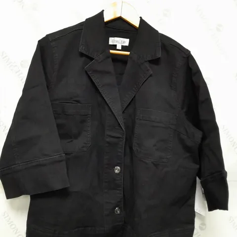 MARLA WYNNE DENIM PLEAT BACK JACKET IN SATURATED BLACK - XL