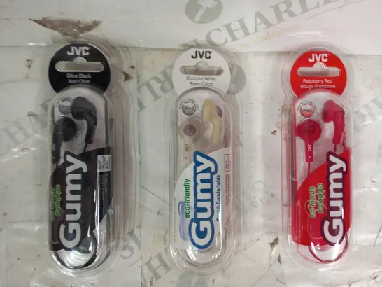 BOX OF APPROXIMATELY 20 ASSORTED JVC GUMY STEREO HEADPHONES IN VARIOUS COLOURS