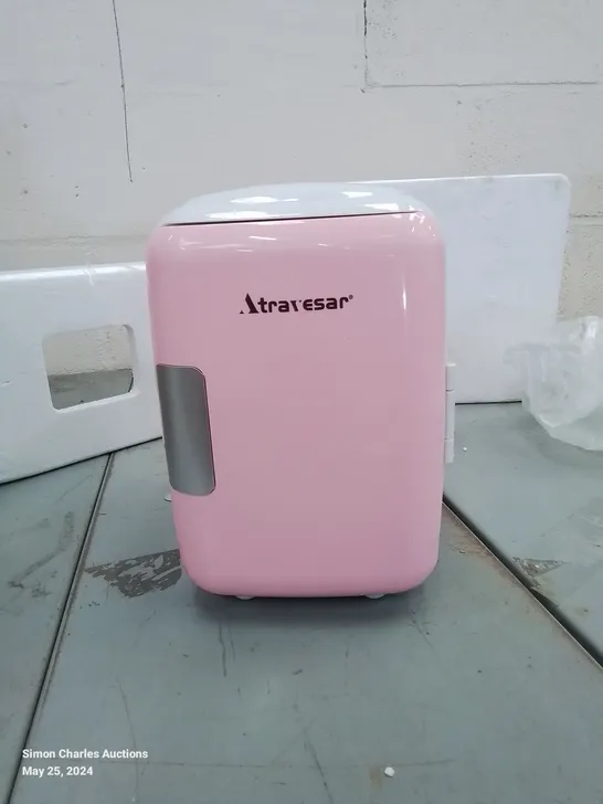 BOXED MINI 12V CAR REFRIGERATOR IN PINK