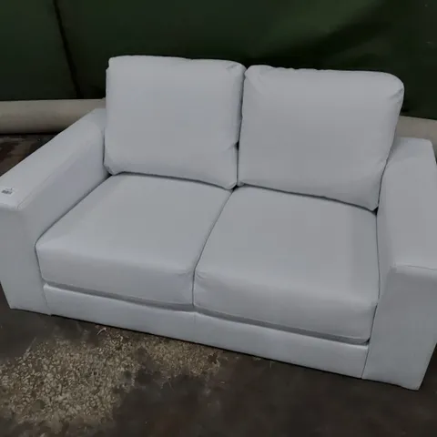 DESIGNER TWO SEATER SOFA WHITE LEATHER 