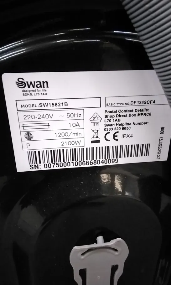 SWAN SW15821B 7KG LOAD 1200 SPIN WASHING MACHINE BLACK