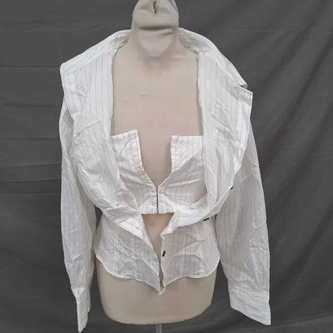 ZARA DOUBLE LAYER BODICE SHIRT IN WHITE STRIPE SIZE XS