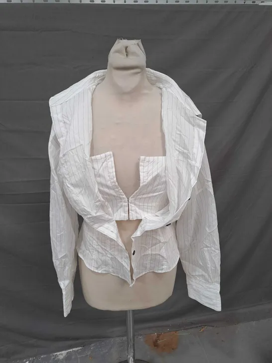 ZARA DOUBLE LAYER BODICE SHIRT IN WHITE STRIPE SIZE XS