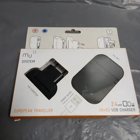 BOXED MU SYSTEM EUROPEAN TRAVELLER USB CHARGER SET 