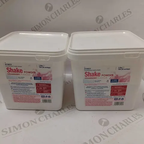 LOT OF 2 AYMES STRAWBERRY SHAKE PROTEIN POWDER TUBS (1600G)