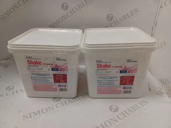 LOT OF 2 AYMES STRAWBERRY SHAKE PROTEIN POWDER TUBS (1600G)