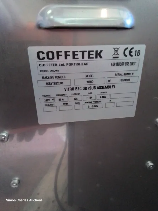 COFFETEK VITRO BEAN TO CUP & HOT DRINK DISPENCER WITH COIN MECHANISM 