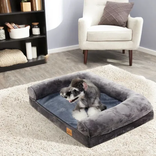 BOXED BOLSTER DOG BED CUSHION IN GREY // 22X120CM (1 BOX)