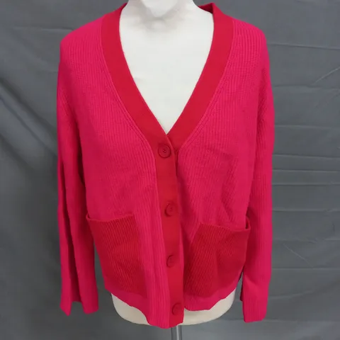 GREAT PLAINS KNITTED CARDIGAN IN PINK/RED SIZE 10