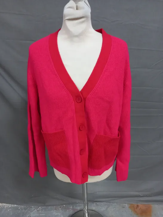 GREAT PLAINS KNITTED CARDIGAN IN PINK/RED SIZE 10