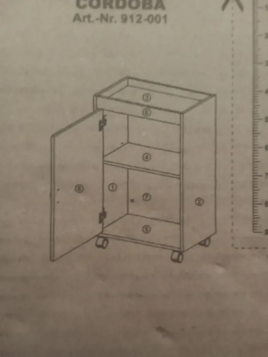 BOXED CUPBOARD WITH WHEELS - WHITE