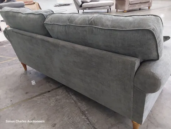 DESIGNER WILLIAM THREE SEATER SOFA GREY PLUSH FABRIC 