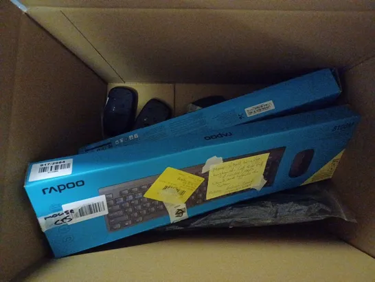 BOX OF APPROX 10 RAPOO ITEMS INCLUDING WIRELESS KEYBOARDS, WIRELESS MICE AND WIRED MOUSE