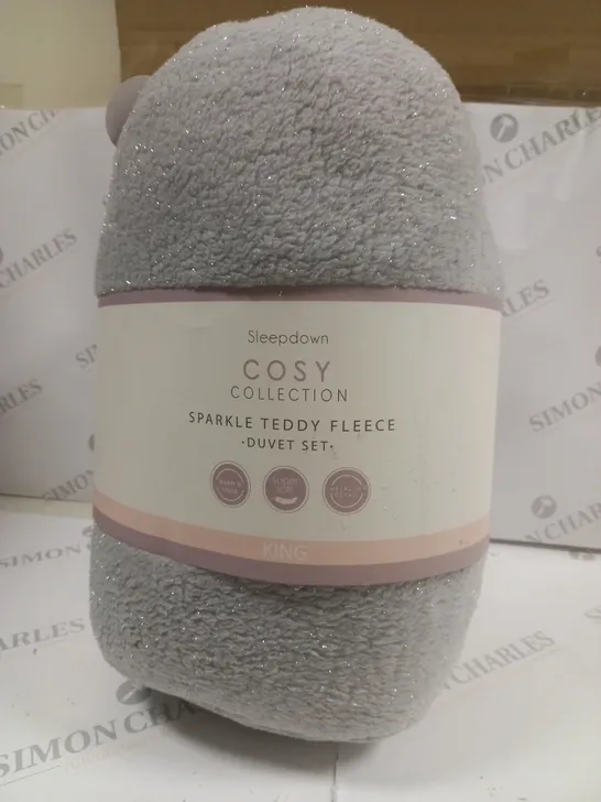 SLEEPDOWN SPARKLE TEDDY FLEECE IN GREY - KING 