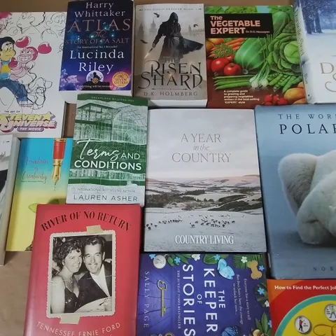 LARGE QUANTITY OF ASSORTED BOOKS TO INCLUDE WORLD OF POLAR BEAR, THE RISEN SHARD AND A YEAR IN THE COUNTRY  - COLLECTION ONLY