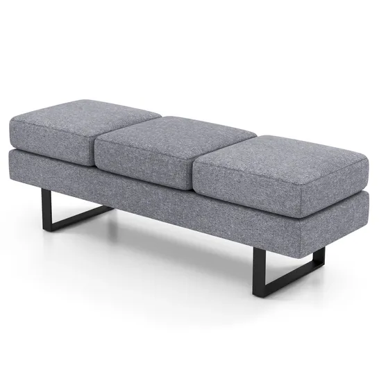 BOXED WAITING ROOM BENCH SEATING WITH 3 SEATS AND METAL FRAME LEG - GREY