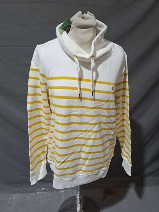 JOULES KINSLEY JUMPER IN CREAM GOLD STRIPE SIZE 12