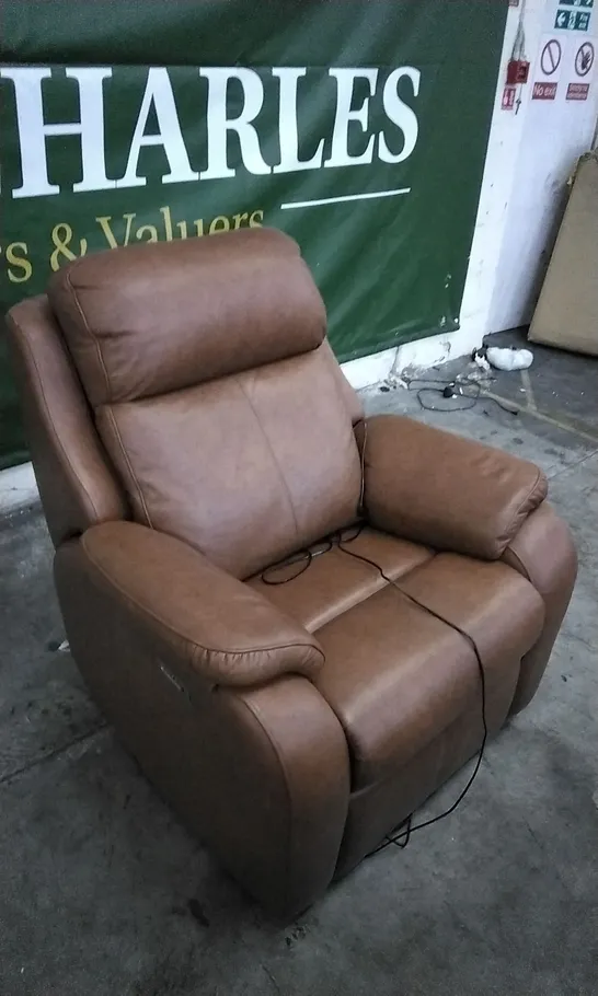 QUALITY BRITISH DESIGNED & MANUFACTURED G PLAN KINGSBURY POWER RECLINER CHAIR DALLAS TAN LEATHER