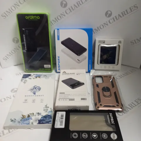 BOX TO CONTAIN APPROX. 16 X ASSORTED PHONE ACCESSORIES. INCLUDES POWER BANKS, PHONE CASES ETC. BRANDS VARY 