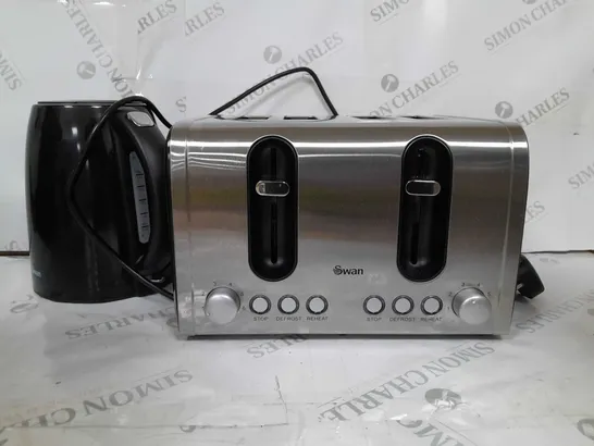 BOXED SWAN KETTLE & TOASTER 4-SLICE TWIN PACK - BLACK RRP £49