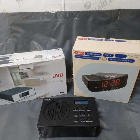 APPROXIMATELY 9 ELECTRICAL ITEMS TO INCLUDE JVC RADIO AND LOGIK CLOCK RADIO