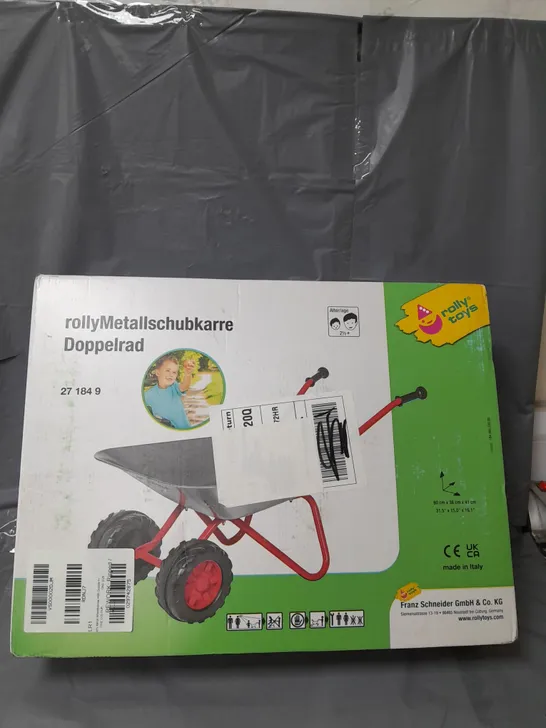 CHILDS METAL WHEELBARROW WITH DOUBLE WHEEL - BOXED RRP £39.99