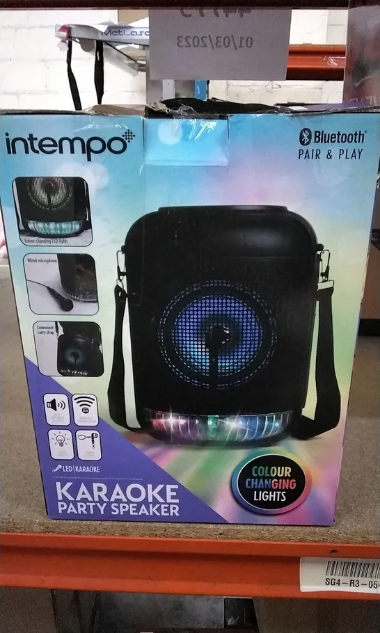 INTEMPO KARAOKE PARTY SPEAKER WITH COLOUR CHANGING LIGHTS 