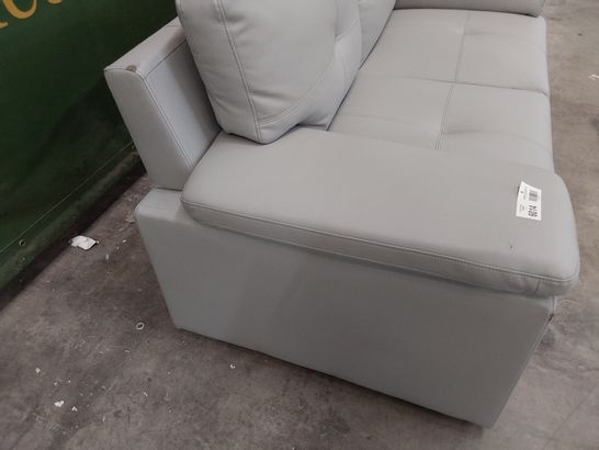 DESIGNER FIXED TWO SEATER SOFA LIGHT GREY LEATHER 