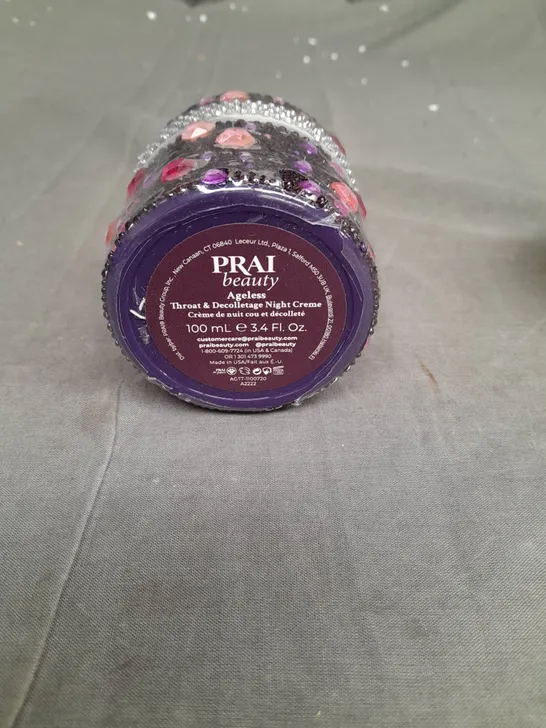 BOXED AND SEALED PRAI BEAUTY AGELESS THROAT AND DECOLLETAGE NIGHT CRÈME 100ML MULTI COLOURED