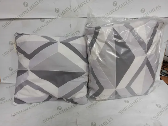 SET OF 2 SLEEPDOWN PRINTED LARGE DIAMOND GEO FILLED CUSHION 45CM X 45CM GREY