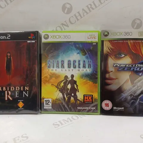 LOT TO CONTAIN 3 X ASSORTED VIDEO GAMES, INCLUDES PERFECT DARK ZERO, STAR OCEAN & FORBIDDEN SIREN 