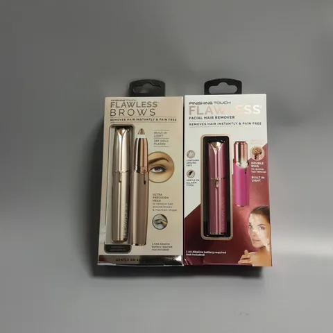 2 BOXED FLAWLESS FINISHING TOUCH PRODUCTS TO INCLUDE FACIAL HAIR REMOVER AND EYEBROW TRIMMER 