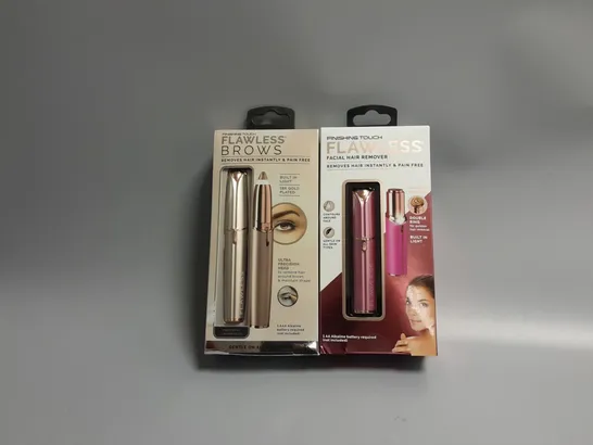 2 BOXED FLAWLESS FINISHING TOUCH PRODUCTS TO INCLUDE FACIAL HAIR REMOVER AND EYEBROW TRIMMER 