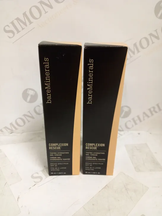 LOT OF 2 ASSORTED BAREMINERALS COMPLEXION RESCUE TINTED HYDRATING CREAM GEL - WHEAT 4.5 & BAMBOO 5.5