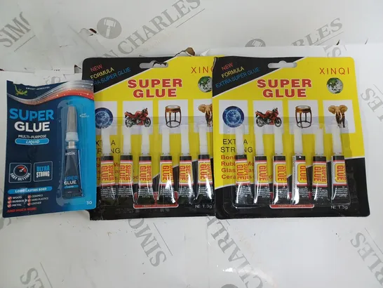 BOX OF 13 TUBES OF ASSORTED SUPER GLUE