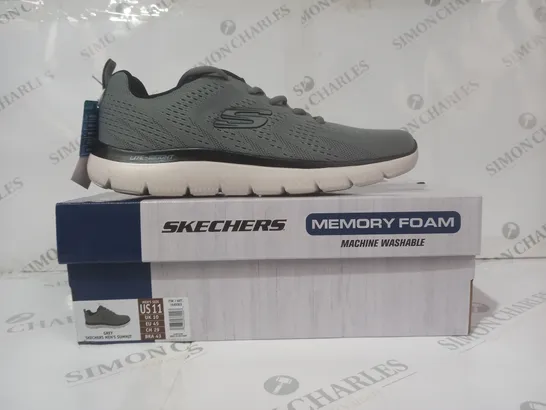 BOXED PAIR OF SKECHERS SHOES IN GREY UK SIZE 10