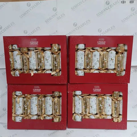 BOX OF APPROX 4 PREMIUM GOLD-TONE CHRISTMAS CRACKERS - SET OF 8