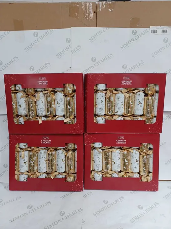 BOX OF APPROX 4 PREMIUM GOLD-TONE CHRISTMAS CRACKERS - SET OF 8