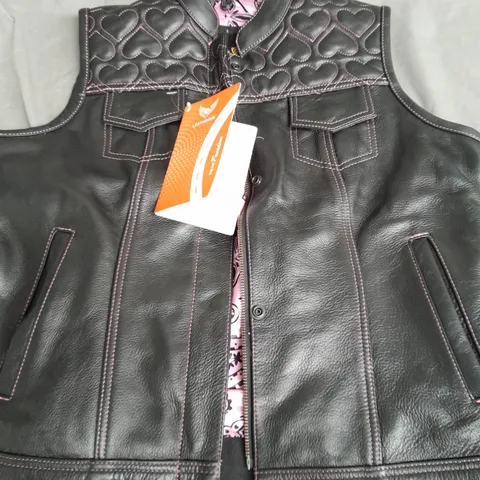 LEATHERRICK BIKER JACKET IN BLACK AND PINK SIZE XL