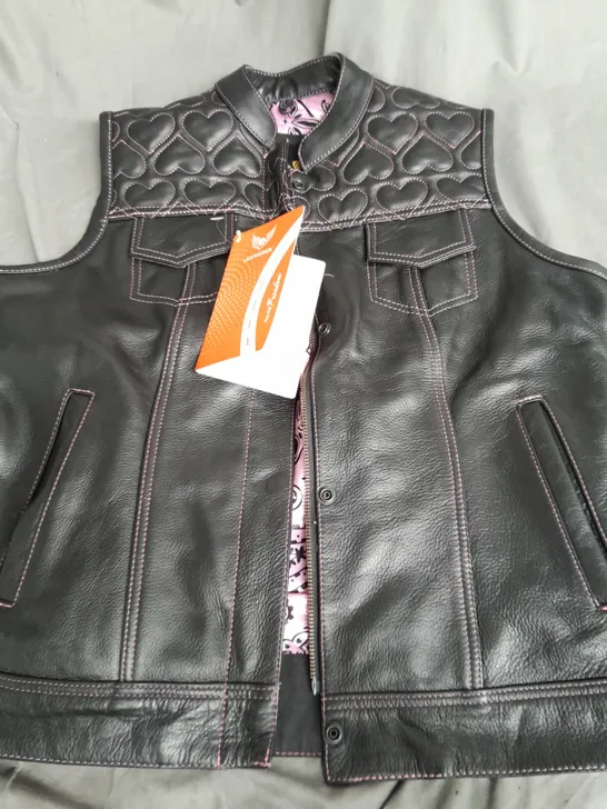 LEATHERRICK BIKER JACKET IN BLACK AND PINK SIZE XL