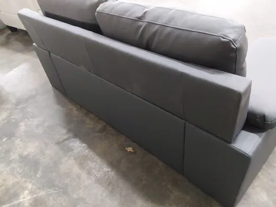 DESIGNER TWO SEATER SOFA GREY LEATHER 