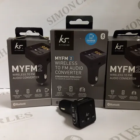 BOX OF APPROX 30 KITSOUNDS MYFM2 WIRELESS TO FM AUDIO CONVERTERS